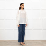 Dries Van Noten Cream Silk Blouse with Applique Sleeves