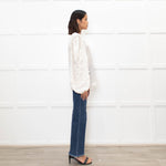Dries Van Noten Cream Silk Blouse with Applique Sleeves