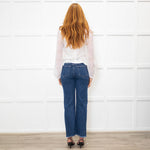 Me + Em White Lace High Neck Sleeve Top