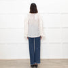 Dries Van Noten Cream Silk Blouse with Applique Sleeves