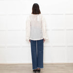 Dries Van Noten Cream Silk Blouse with Applique Sleeves