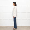 Dries Van Noten Cream Silk Blouse with Applique Sleeves
