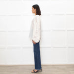 Dries Van Noten Cream Silk Blouse with Applique Sleeves