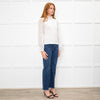 Me + Em White Lace High Neck Sleeve Top