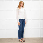 Me + Em White Lace High Neck Sleeve Top