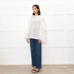 Dries Van Noten Cream Silk Blouse with Applique Sleeves