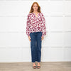 Isabel Marant Etoile Cream Burgundy Silk Oversized Blouse