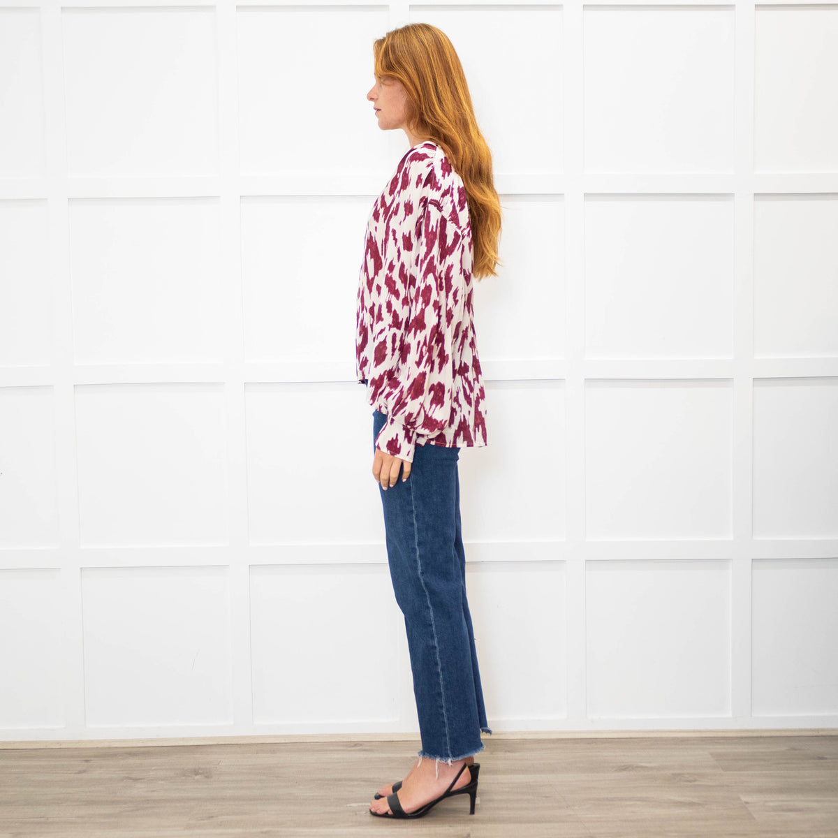 Isabel Marant Etoile Cream Burgundy Silk Oversized Blouse