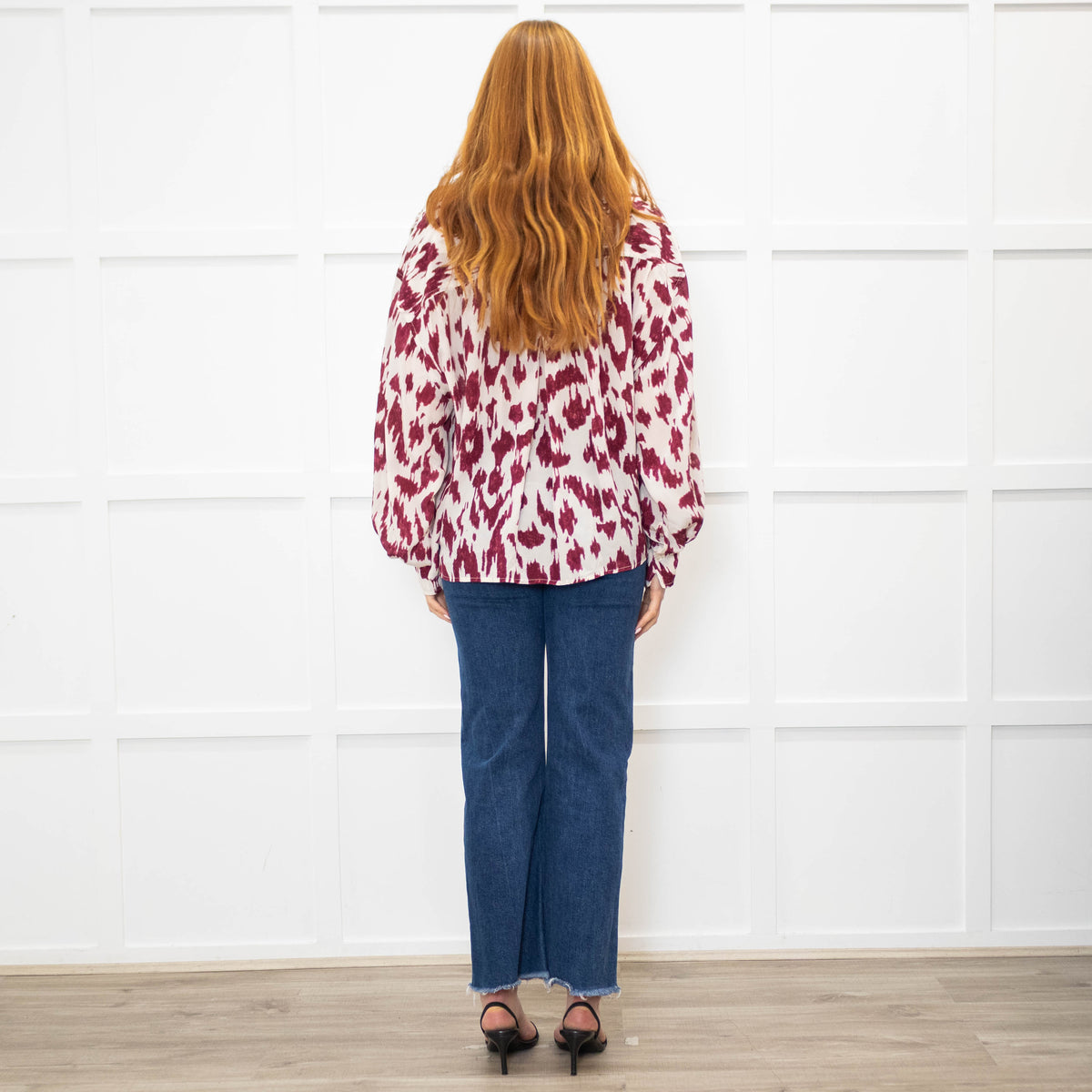 Isabel Marant Etoile Cream Burgundy Silk Oversized Blouse