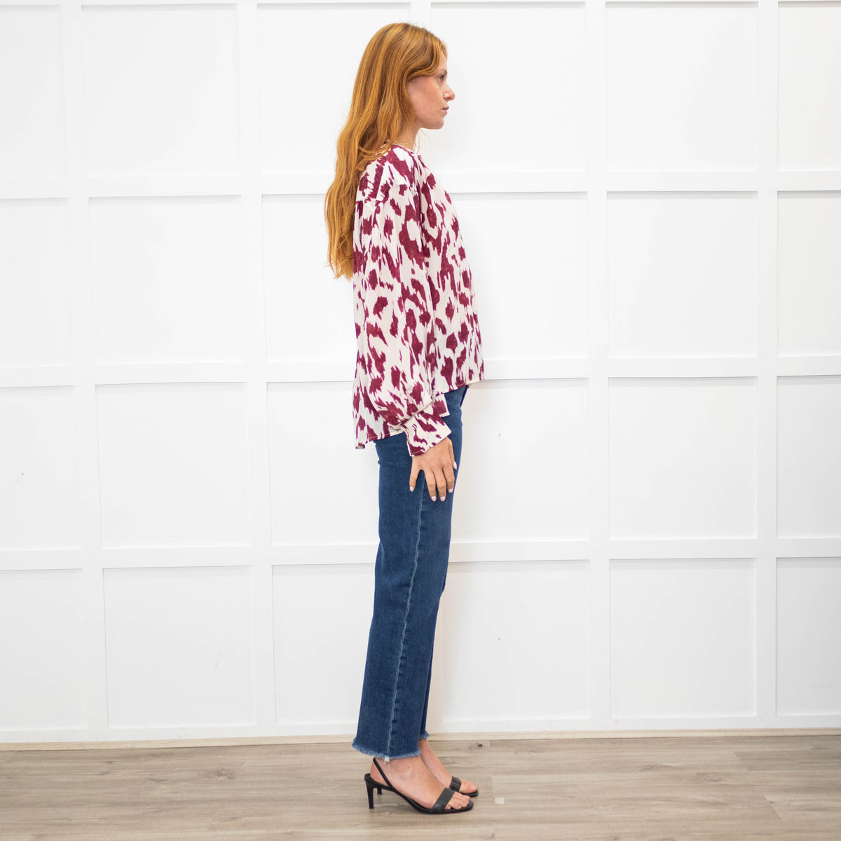 Isabel Marant Etoile Cream Burgundy Silk Oversized Blouse
