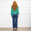 Rixo Green Cream Spot Print Neck Tie Top