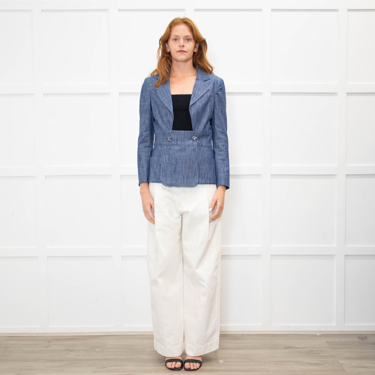 Chanel Blue Cotton Wrap CC Jacket