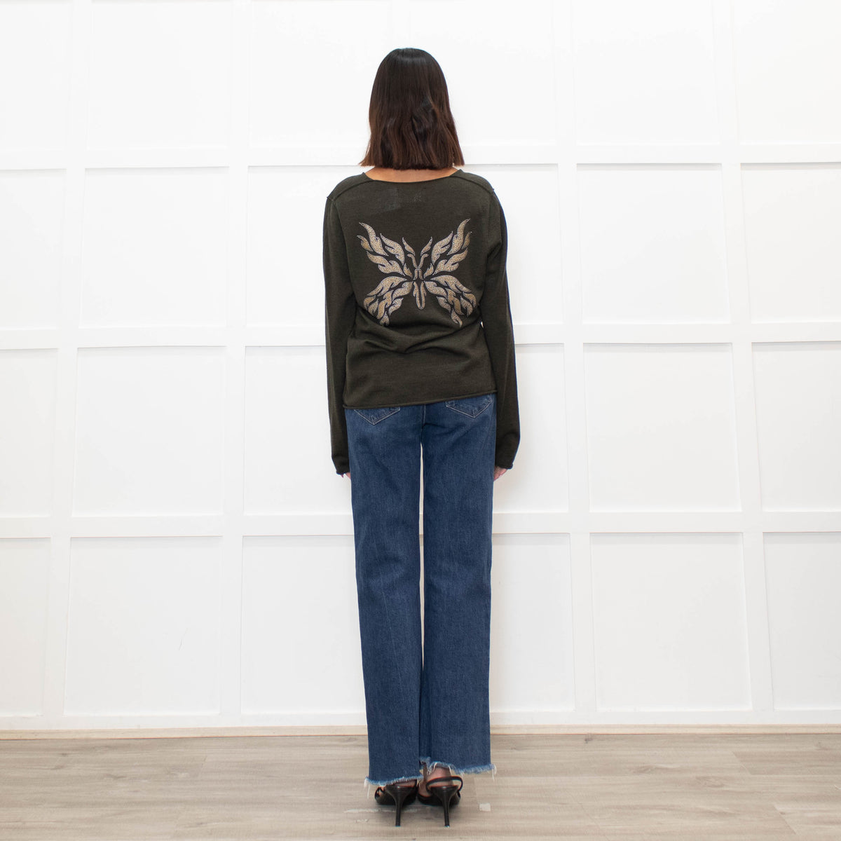 Zadig & Voltaire Dark Green Merino Wool Jumper With Embellishment on Back