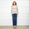 Weekend Max Mara Cream Black Geometric Motif V Neck Tank Top