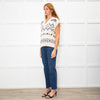 Weekend Max Mara Cream Black Geometric Motif V Neck Tank Top
