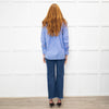 Maje Blue Red Cream Fine Stripe Frill Collar & Cuff Blouse