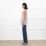 Vince Grey Satin Sleeveless Tank Top