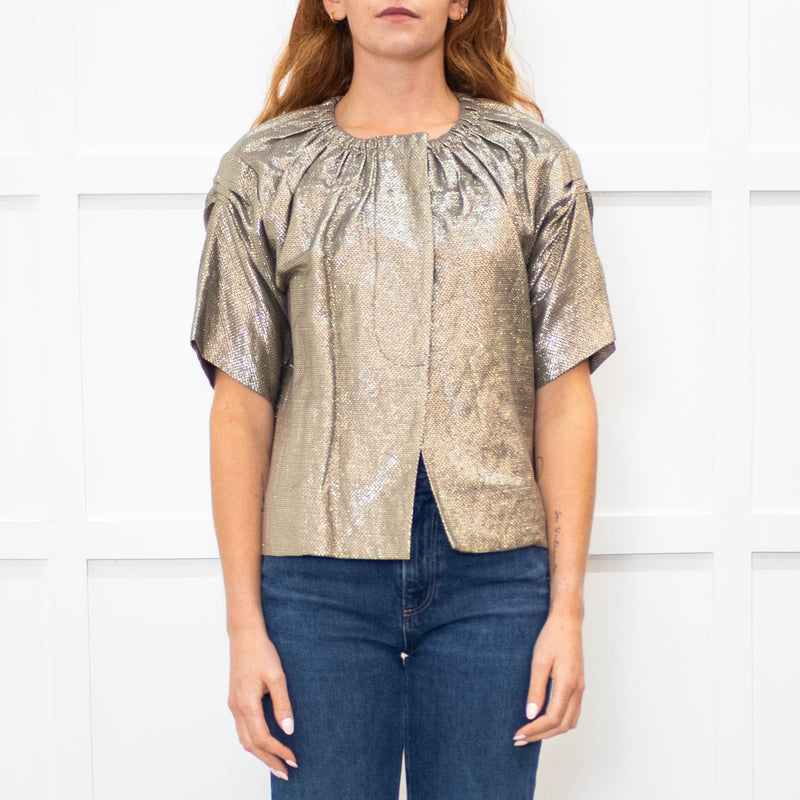 Vera Wang Metallic Short Sleeve Jacket