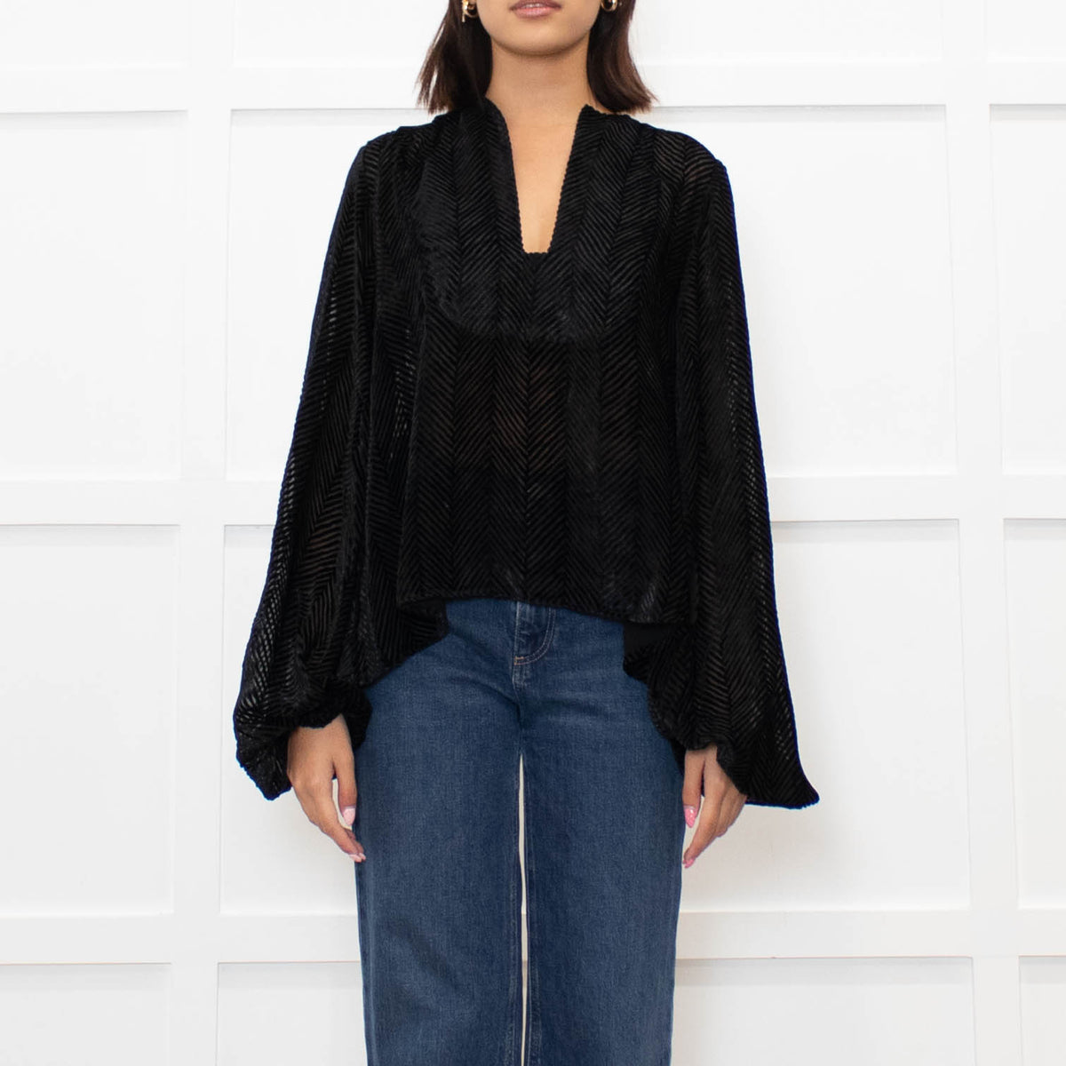 Wiggy Kit Devore Chevron Blouse