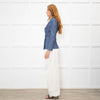 Chanel Blue Cotton Wrap CC Jacket