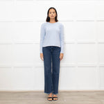 Me + Em Pale Blue Puff Shoulder Sweatshirt