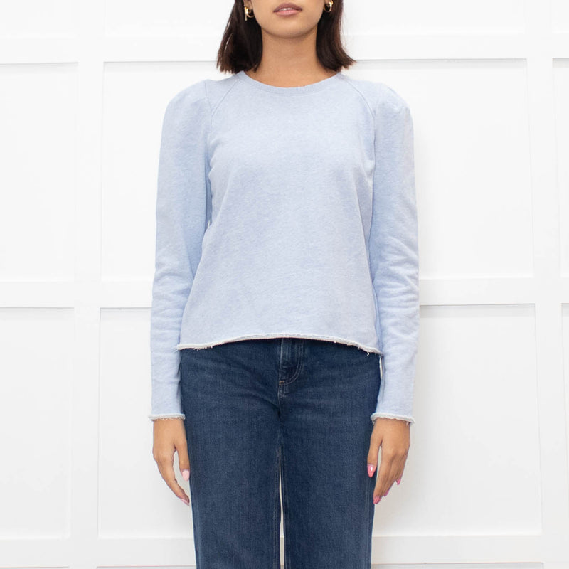 Me + Em Pale Blue Puff Shoulder Sweatshirt