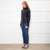 MSGM Black Sequin Mock Neck Top