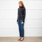 MSGM Black Sequin Mock Neck Top