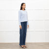 Me + Em Pale Blue Puff Shoulder Sweatshirt