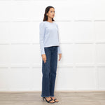 Me + Em Pale Blue Puff Shoulder Sweatshirt