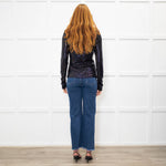 MSGM Black Sequin Mock Neck Top