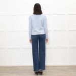 Me + Em Pale Blue Puff Shoulder Sweatshirt