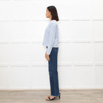 Me + Em Pale Blue Puff Shoulder Sweatshirt
