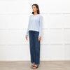 Me + Em Pale Blue Puff Shoulder Sweatshirt