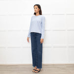 Me + Em Pale Blue Puff Shoulder Sweatshirt