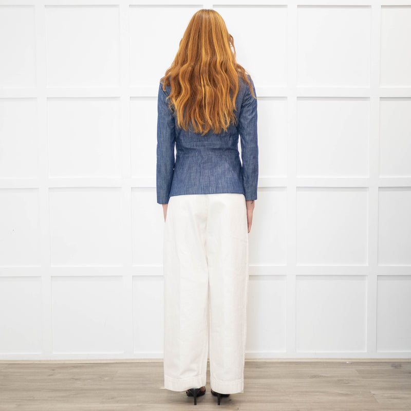 Chanel Blue Cotton Wrap CC Jacket