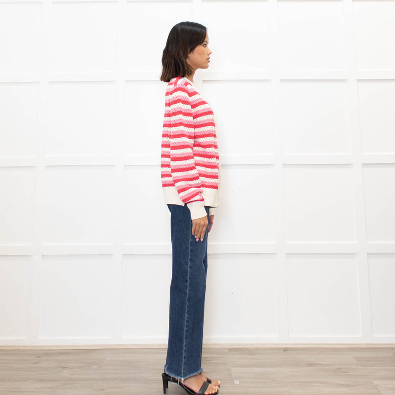 Chinti & Parker Pink Striped Cardigan
