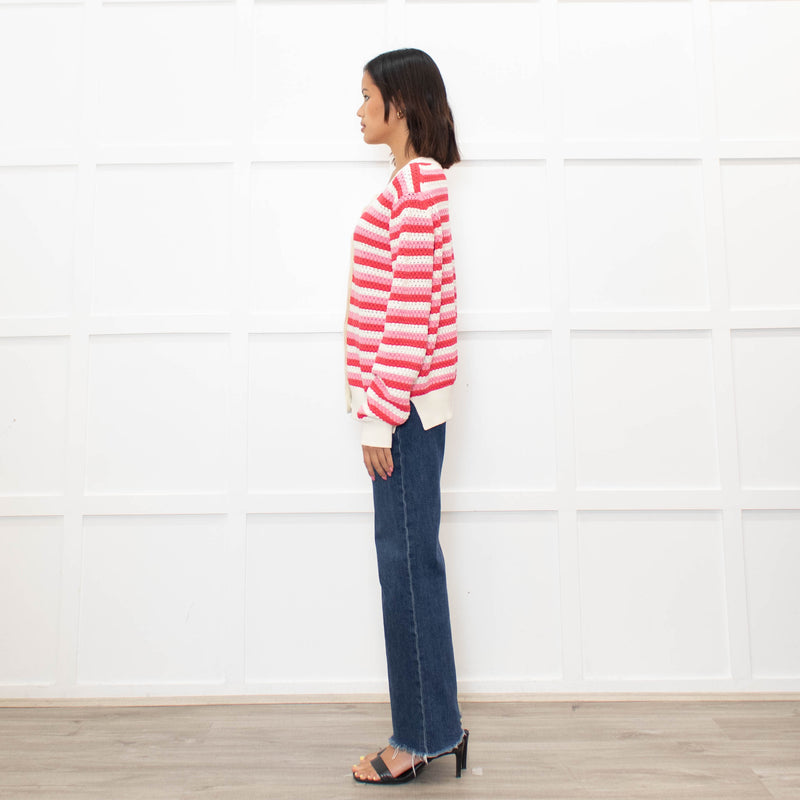 Chinti & Parker Pink Striped Cardigan
