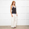 Balmain Black Silver Trim Sequinned Sleeveless Top
