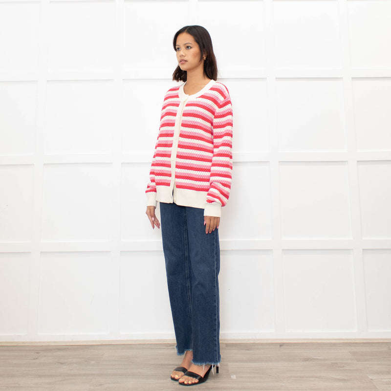 Chinti & Parker Pink Striped Cardigan