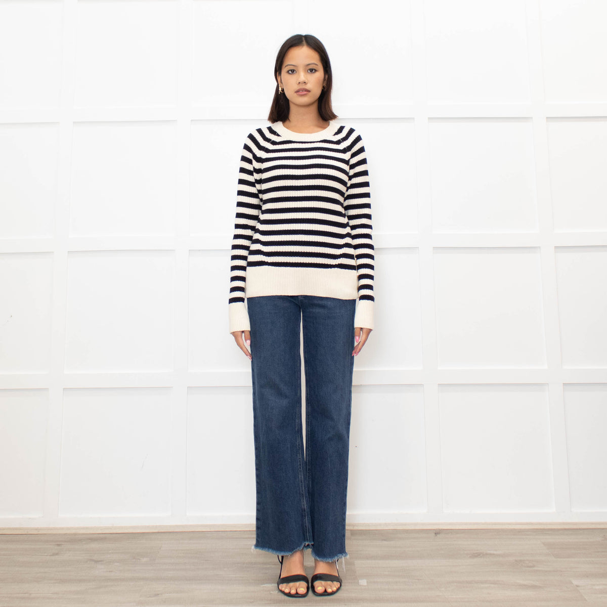 Scotch & Soda Cream and Black Cotton Knitted Jumper