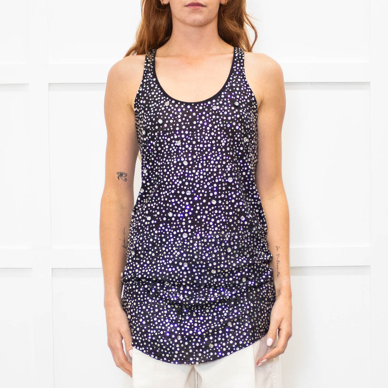 Balmain Black Diamond Crystal Embellished Tank Top