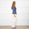 Chanel Blue Cotton Wrap CC Jacket