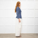 Chanel Blue Cotton Wrap CC Jacket