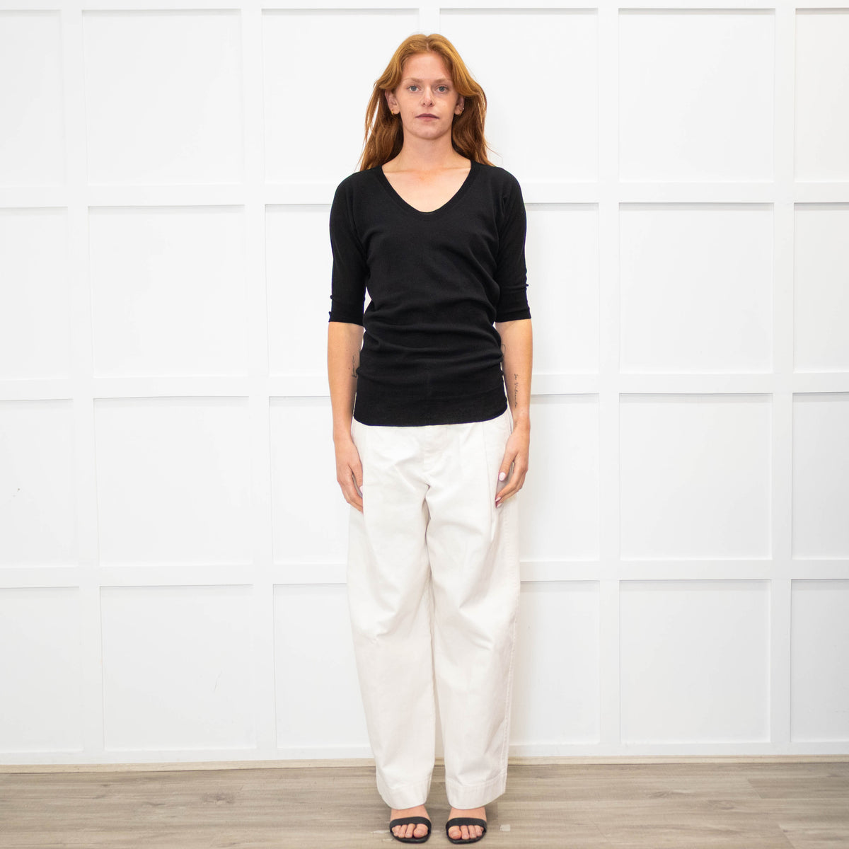 Joseph Black Light Wool Short Sleeve Top