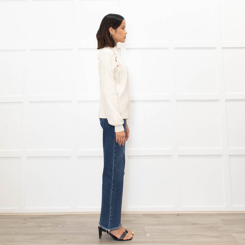 Maje Cream Jumper With Gold Buttons