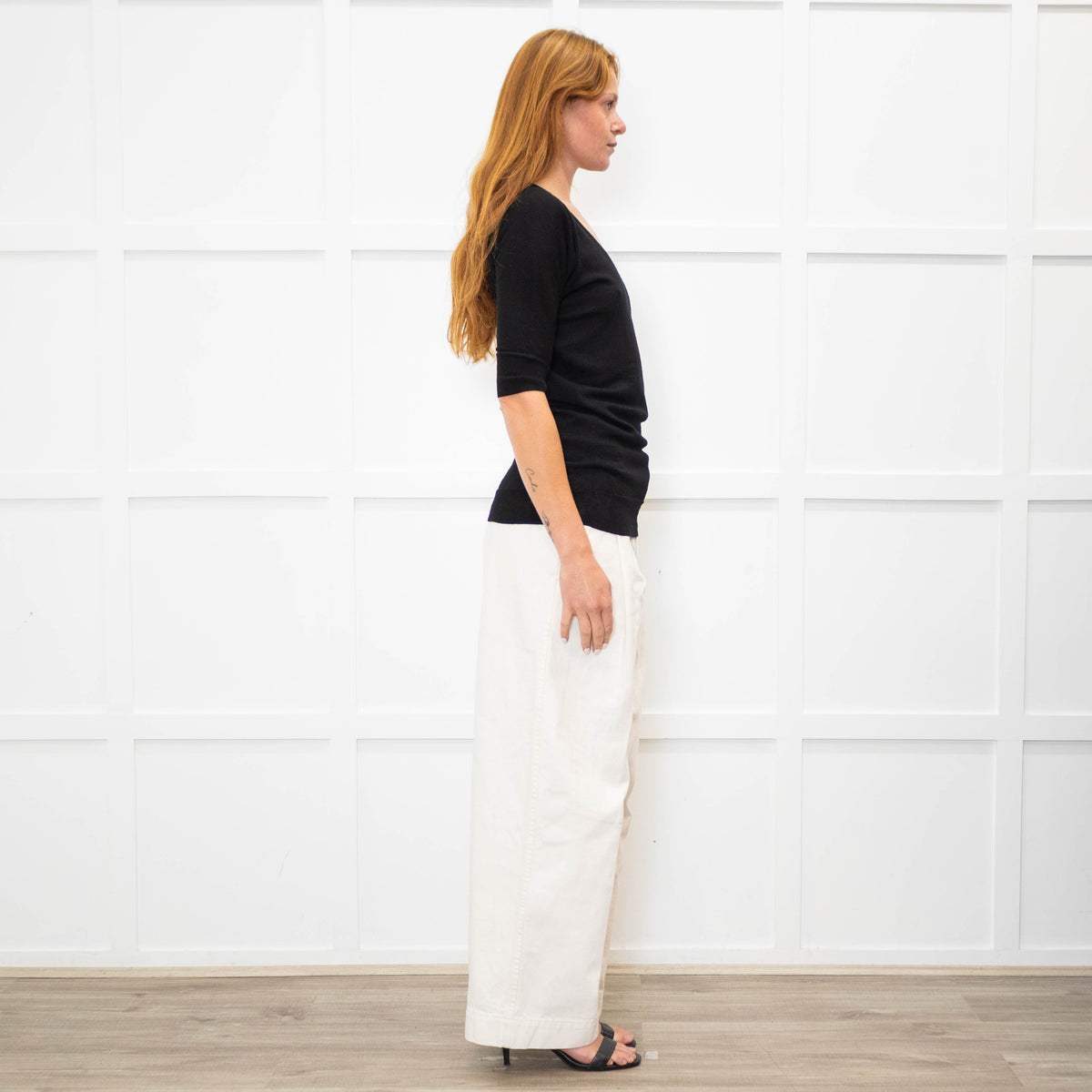 Joseph Black Light Wool Short Sleeve Top