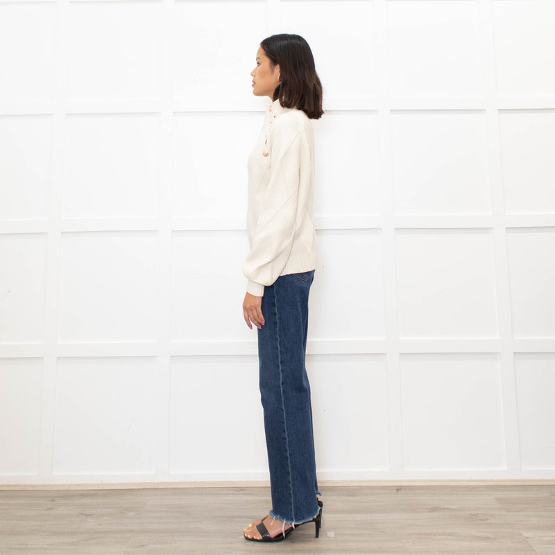 Maje Cream Jumper With Gold Buttons