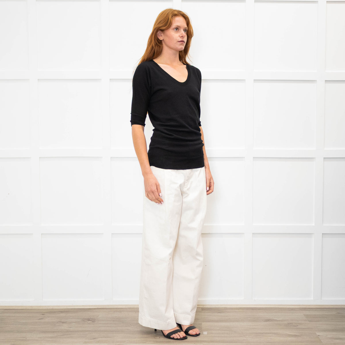 Joseph Black Light Wool Short Sleeve Top