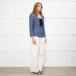 Chanel Blue Cotton Wrap CC Jacket